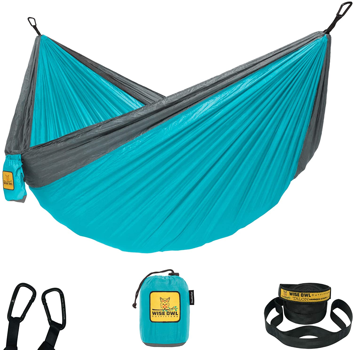 Wise Owl Outfitters Hammock Camping Double & Single with Tree Straps - USA Based Hammocks Brand Gear, Indoor Outdoor Backpacking Survival & Travel, Portable